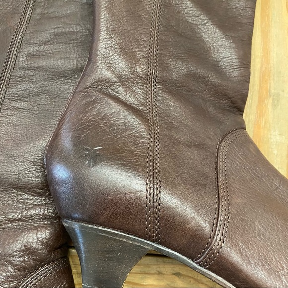 FRYE Steffi Leather Zip Tall Boot in Brown - Picture 8 of 12